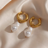 Baroque Pearl 18K Gold Plated Hoop Earrings