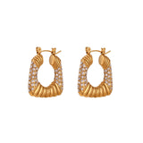 Chunky Square Shape Zircon Hoop Earrings