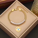 Evil Eye Zircon Charm Chain Bracelet