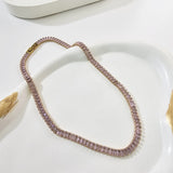 AAA Zircon Pink Baguette Tennis Necklace