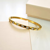 Zircon Clasp Bangle Bracelet
