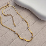 Snake Chain Studded Zircon Necklace