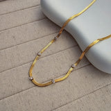 Snake Chain Studded Zircon Necklace