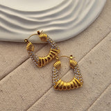 Chunky Square Shape Zircon Hoop Earrings