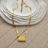 Angel Number Rectangle Pendent Gold Plated Necklace