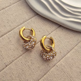 Elegant Pearl & Zircon Square Hoop Earrings