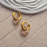 Elegant Pearl & Zircon Square Hoop Earrings