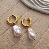 Baroque Pearl 18K Gold Plated Hoop Earrings