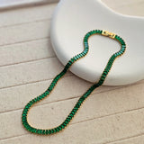 AAA Zircon Green Baguette Tennis Necklace