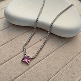 Shyla Pink Stud Zircon Necklace