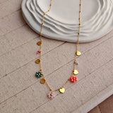 Colorful Flowers Charm Necklace