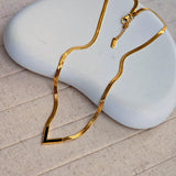 Dainty V Shape Snake Necklace - Black