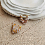 V Shape Pearl Studded Earrings