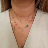 Colorful Flowers Charm Necklace
