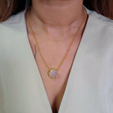Rose Quartz Stud Brass Necklace