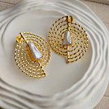 Luna Baroque Pearl Brass Earrings