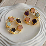 Cora Multistone Brass Earrings