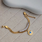 Evil Eye Zircon Charm Chain Bracelet