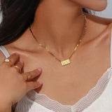 Angel Number Rectangle Pendent Gold Plated Necklace