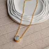 Aventurine Stud Brass Necklace
