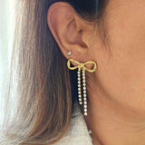 Bow Zircon Dangle Earrings