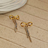 Bow Zircon Dangle Earrings