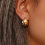 Half Ball Zircon Hoop Earrings