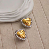 Silver Gold Heart Stud Earrings