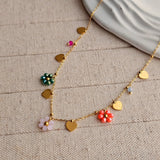 Colorful Flowers Charm Necklace