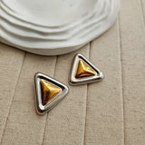 Triangle Silver Gold Earrings