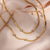 Snake Chain Studded Zircon Necklace