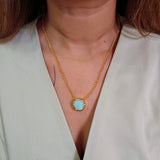 Aventurine Stud Brass Necklace