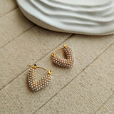 V Shape Pearl Studded Earrings