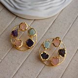 Cora Multistone Brass Earrings
