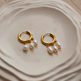 Triple Pearl Cuff Earrings