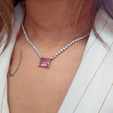 Shyla Pink Stud Zircon Necklace