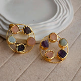 Cora Multistone Brass Earrings