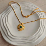 Emerald Heart Rope chain Necklace