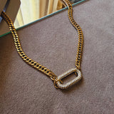Oval shape studded Chain Necklace