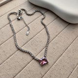 Shyla Pink Stud Zircon Necklace