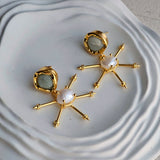 Celie Pearl Brass Earrings