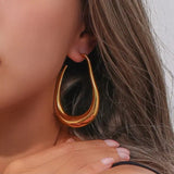 18K Gold Plated Long Hoop Earrings