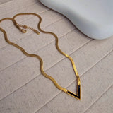 Dainty V Shape Snake Necklace - Black