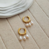 Triple Pearl Cuff Earrings