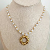 18kt Gold Plated Mother of Pearl Statement Necklace