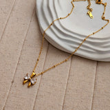 Bow Zircon Locket Necklace