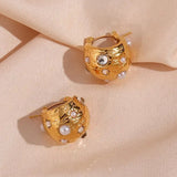 Half Ball Zircon Hoop Earrings